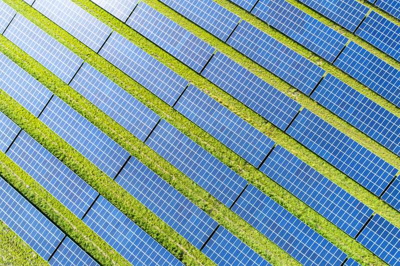 Aerial view of photovoltaic plant