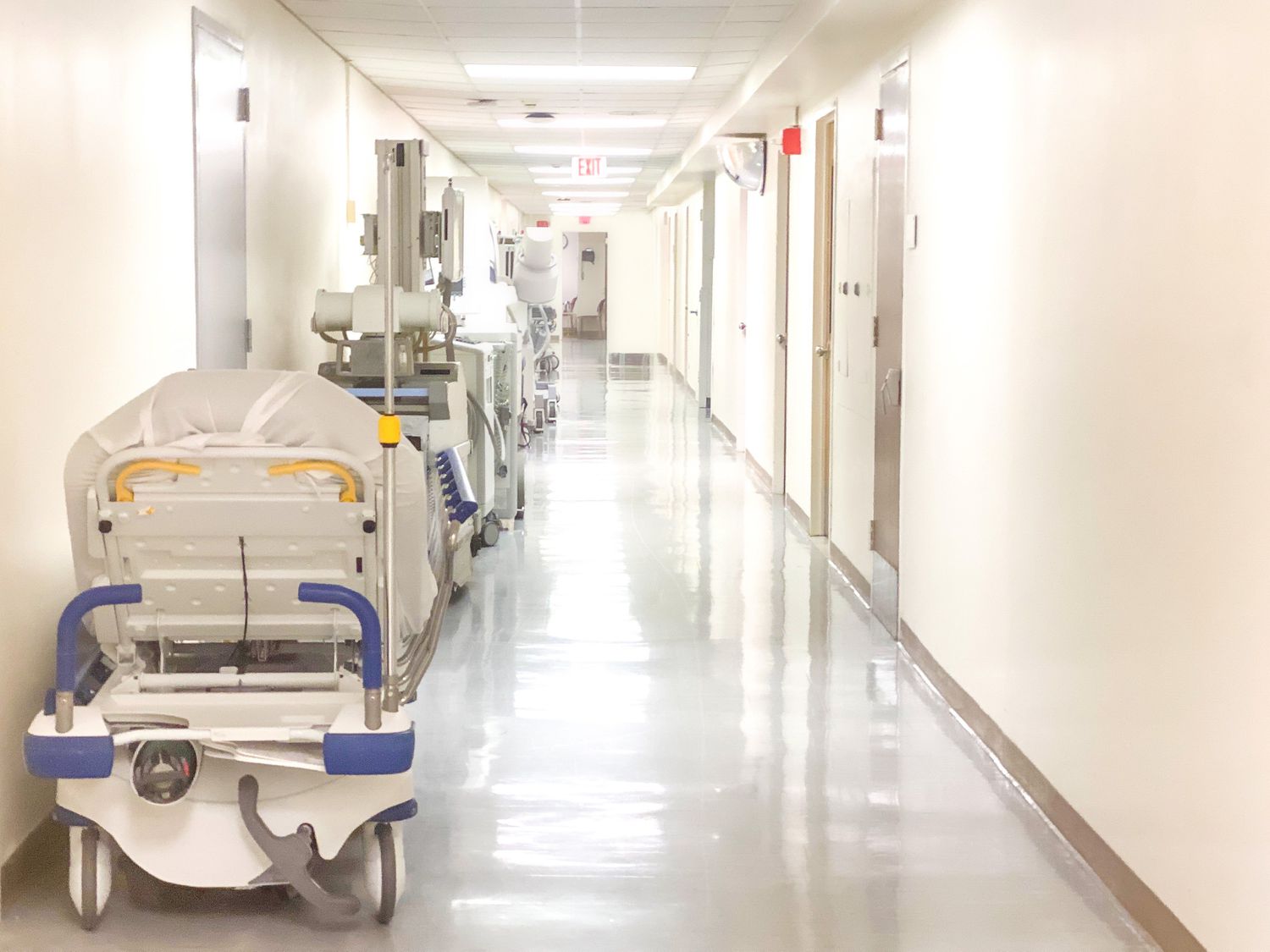 Corridor in a medical center is empty.