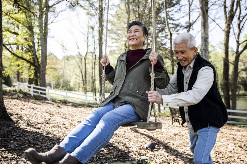An older couple enjoys the outdoors.