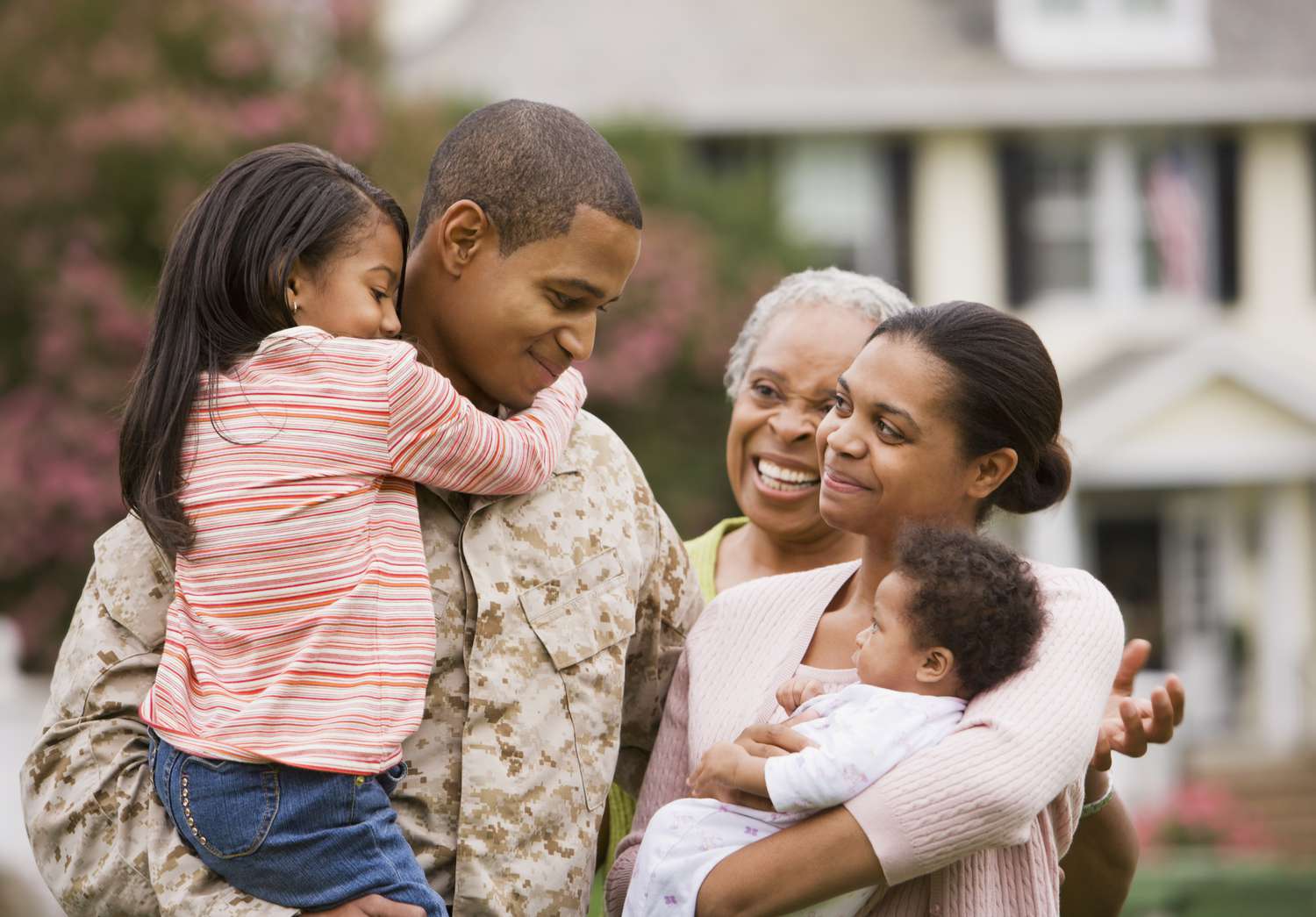 military father with family