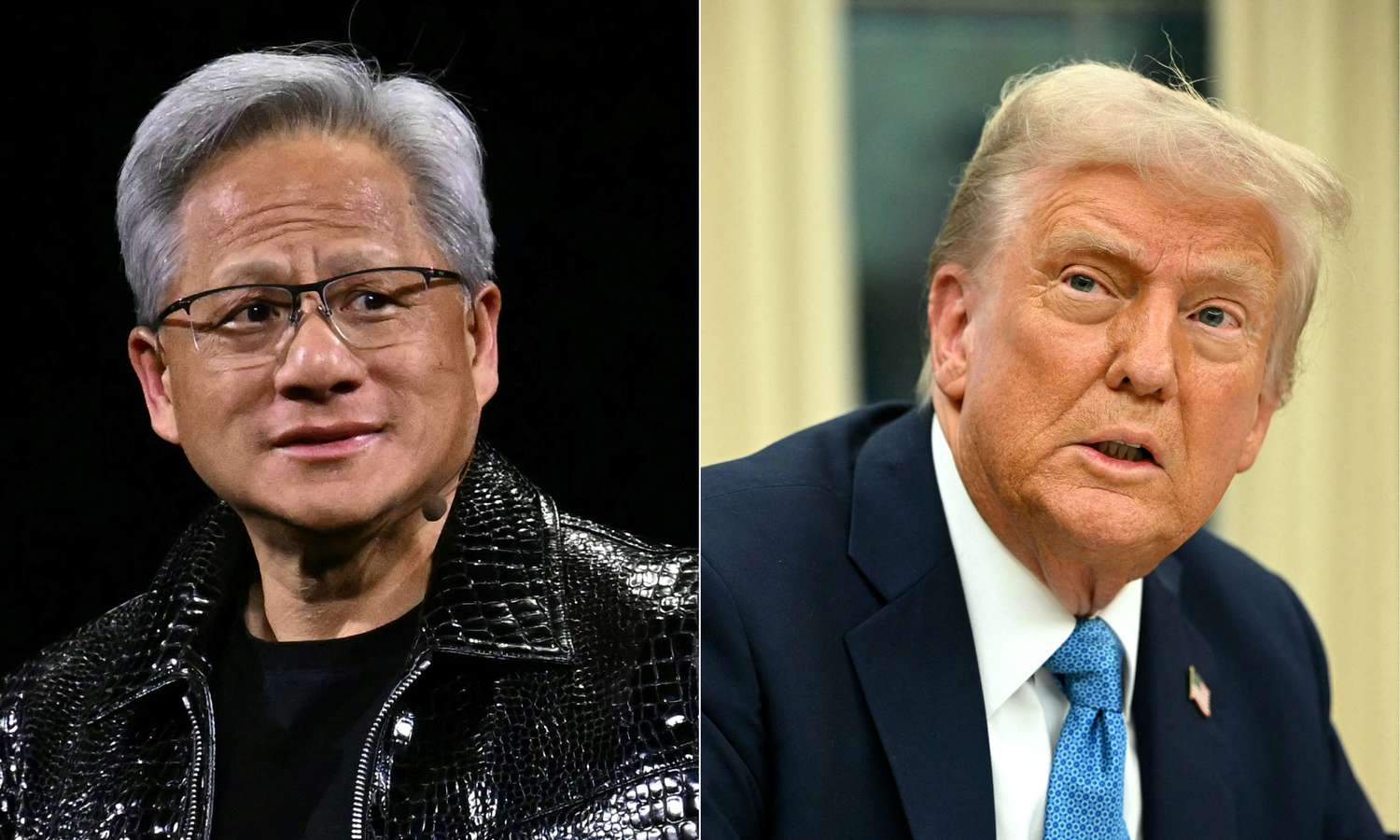 Nvidia CEO Jensen Huang (left) and President Donald Trump (right).