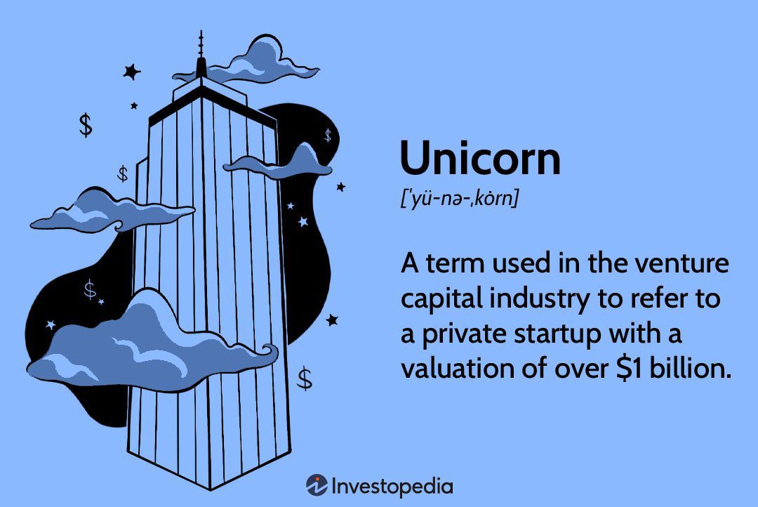 Unicorn: A term used in the venture capital industry to refer to a private startup with a valuation of over $1billion.