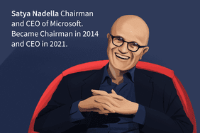 Illustration of Satya Nadella, Chairman and CEO of Microsoft. 