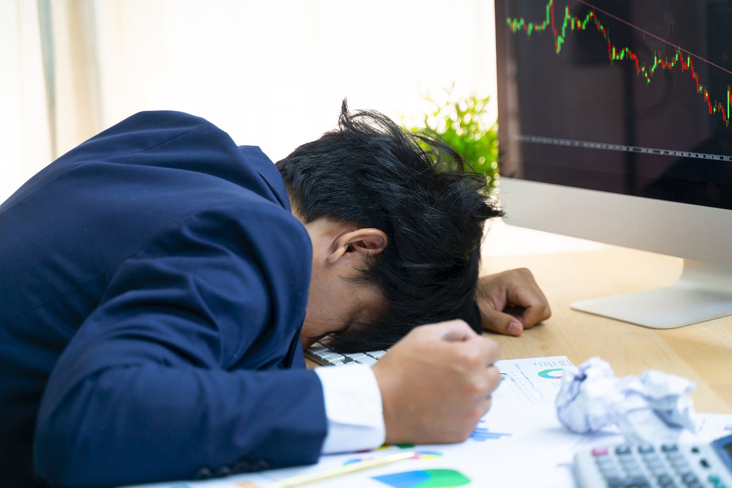 Stock Trader Tearing out His Hair From Despair