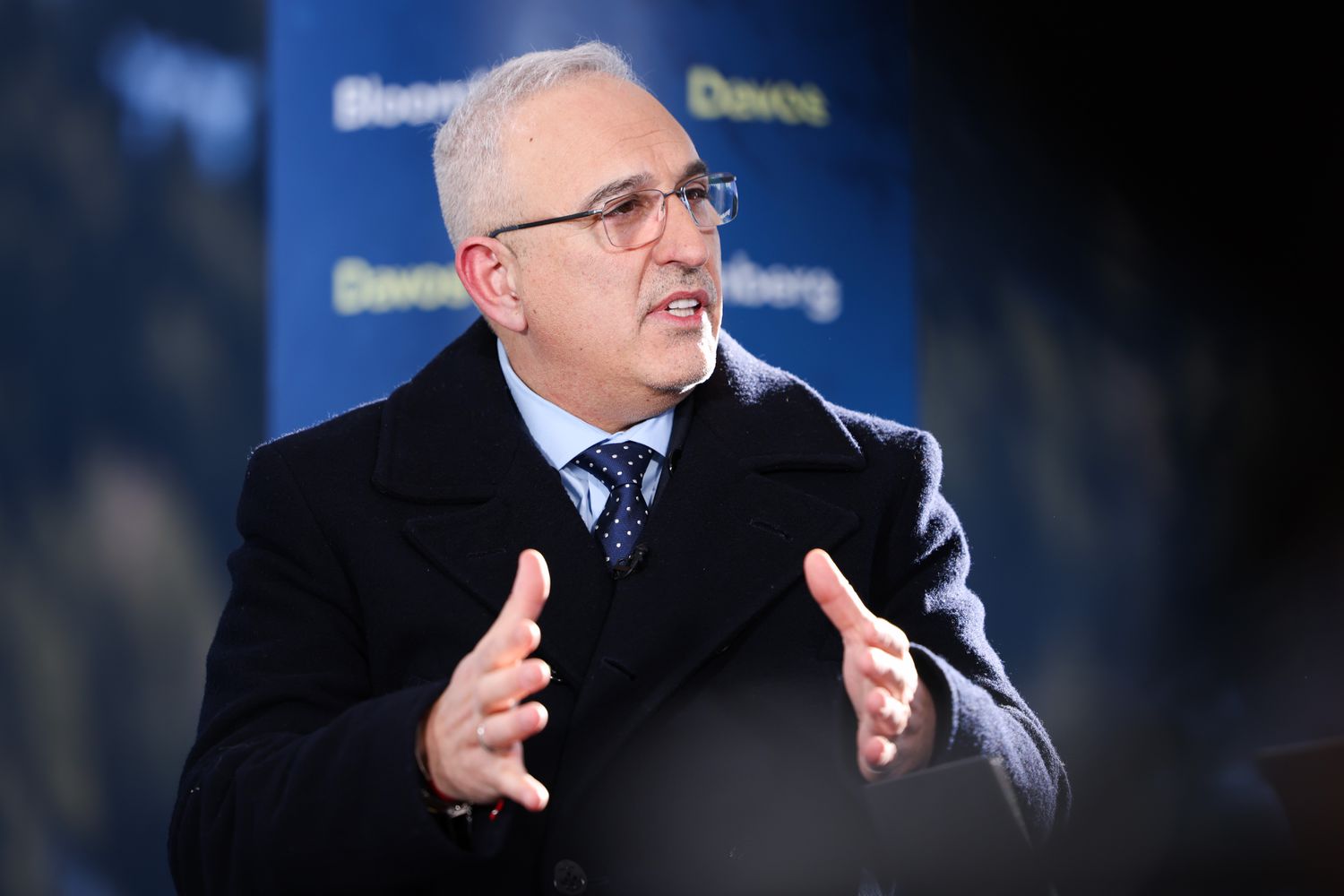 Antonio Neri, chief executive officer of Hewlett Packard Enterprise Co. (HPE), during a Bloomberg Television interview at the World Economic Forum (WEF) in Davos, Switzerland, on Tuesday, Jan. 21, 2025. 