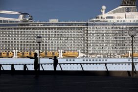 The Royal Caribbean Cruises Ltd. Ovation of the Seas cruise ship docked in Sydney, Australia, on Sunday, Feb. 23, 2025