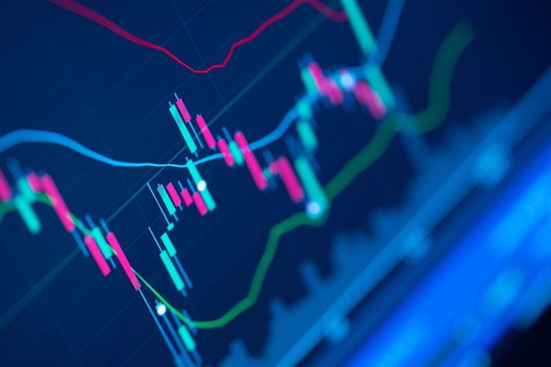 Close up of digital stock market graph