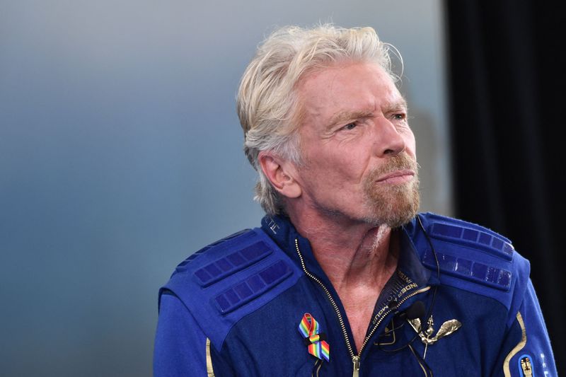 Sir Richard Branson speaks after he flew into space aboard a Virgin Galactic vessel