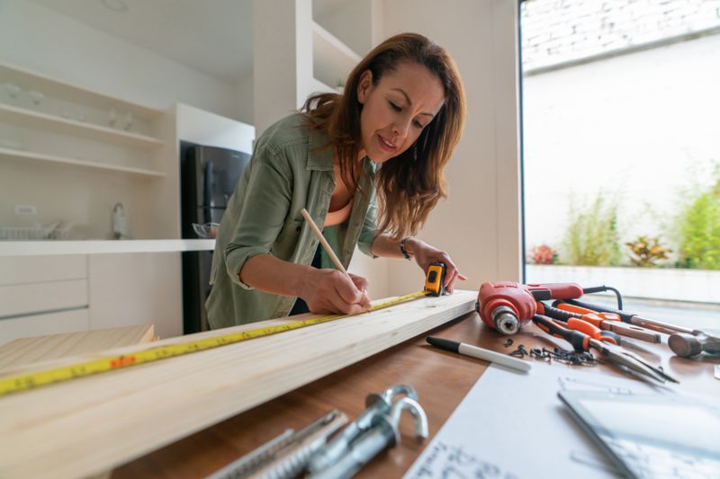 Woman working on a home improvement project using her home equity loan funding