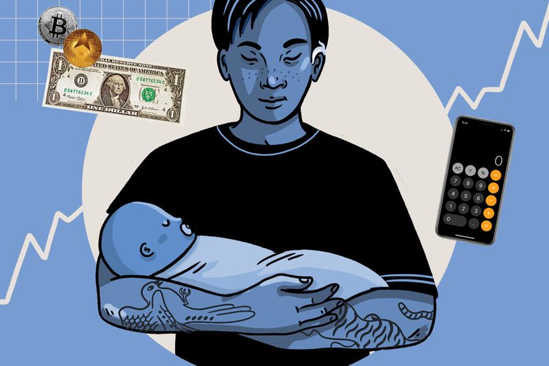millennial person holding a baby 