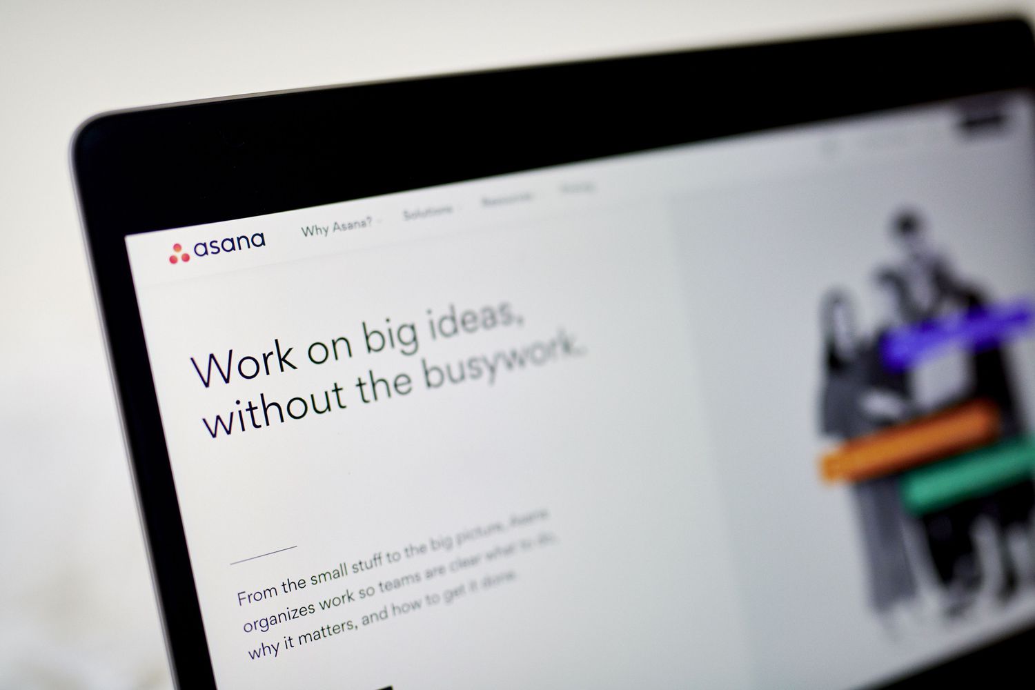 Home screen for Asana shown on a laptop