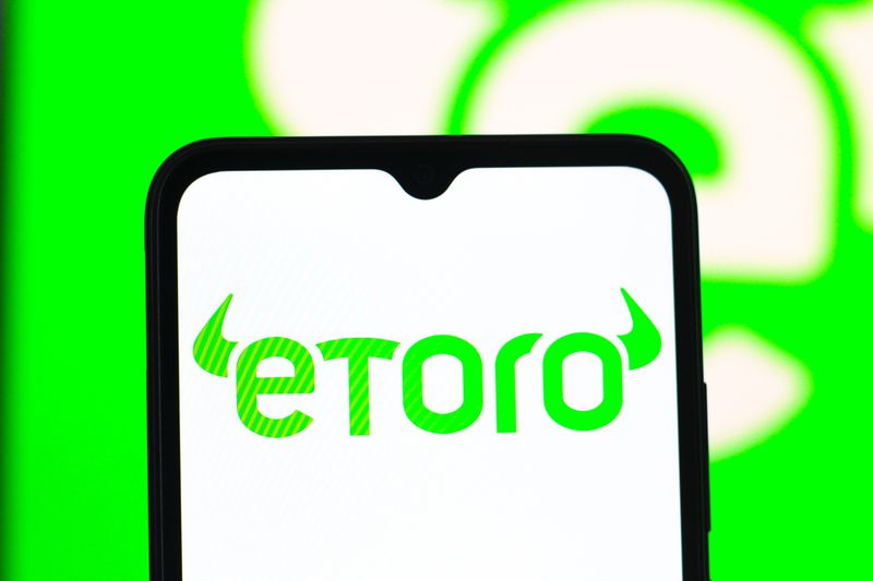 EToro logo on a smartphone screen