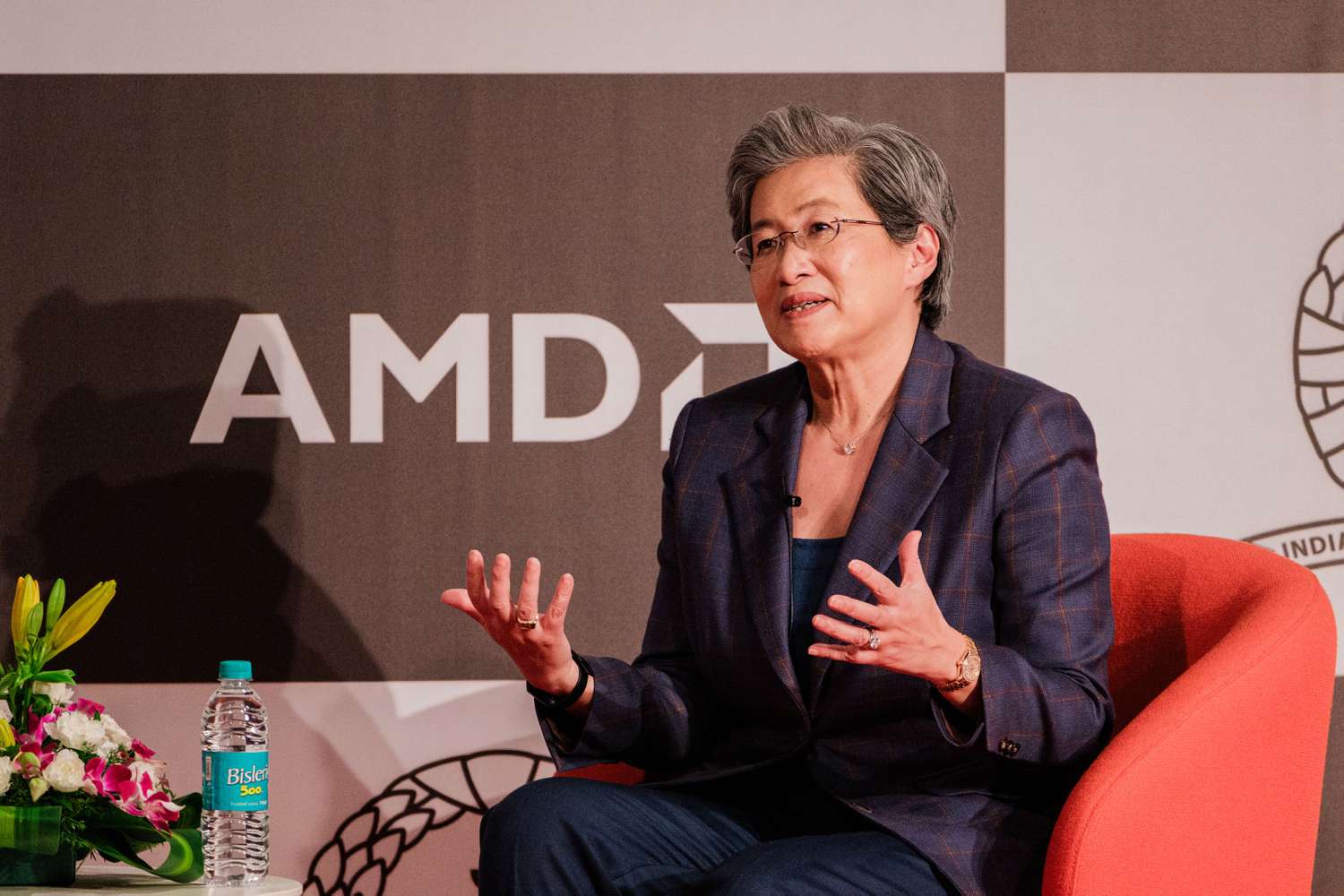 Lisa Su, chair and chief executive officer of Advanced Micro Devices Inc. (AMD), during a fireside chat at the Indian Institute of Science.