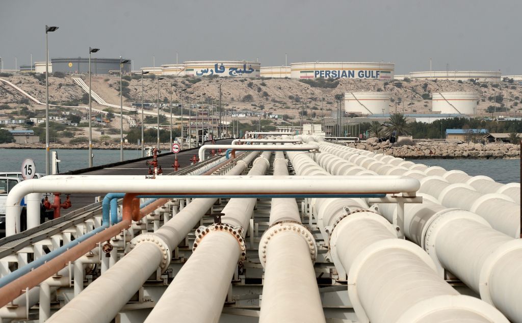 A general view of the Port of Kharg Island Oil Terminal, 25 km from the Iranian coast in the Persian Gulf and 483 km northwest of the Strait of Hormuz, in Iran on March 12, 2017.
