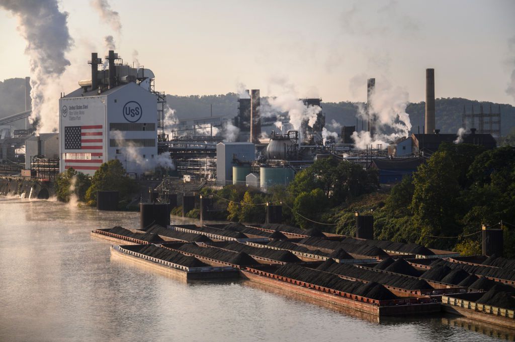 Coal on barges on the Monongahela River near the United States Steel Corp. Clairton Coke Works facility in Clairton, Pennsylvania, US, on Monday, Sept. 9, 2024. 