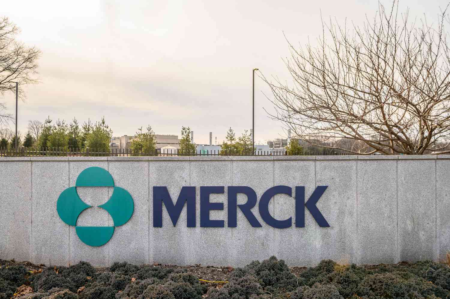 Sign outside Merck & Co. headquarters in Kenilworth, New Jersey