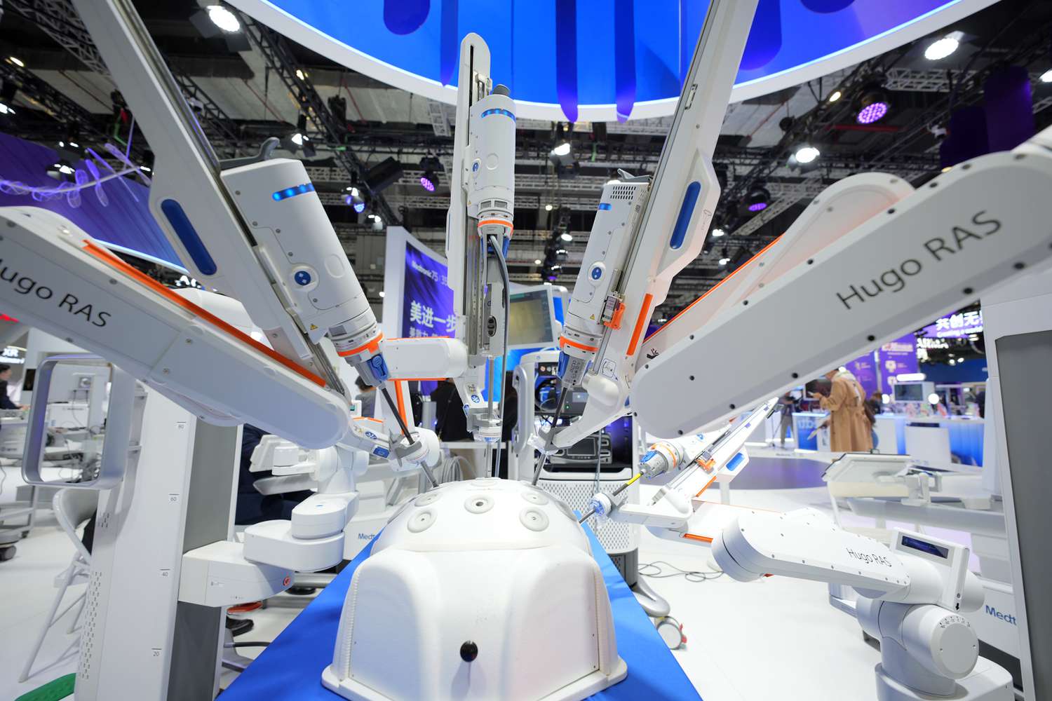Medtronic Hugo robotic-assisted surgery system on display in Shanghai on Nov. 8, 2024