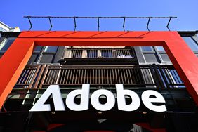 Adobe sign hangs along Main Street during the 2025 Sundance Film Festival on January 27, 2025 in Park City, Utah