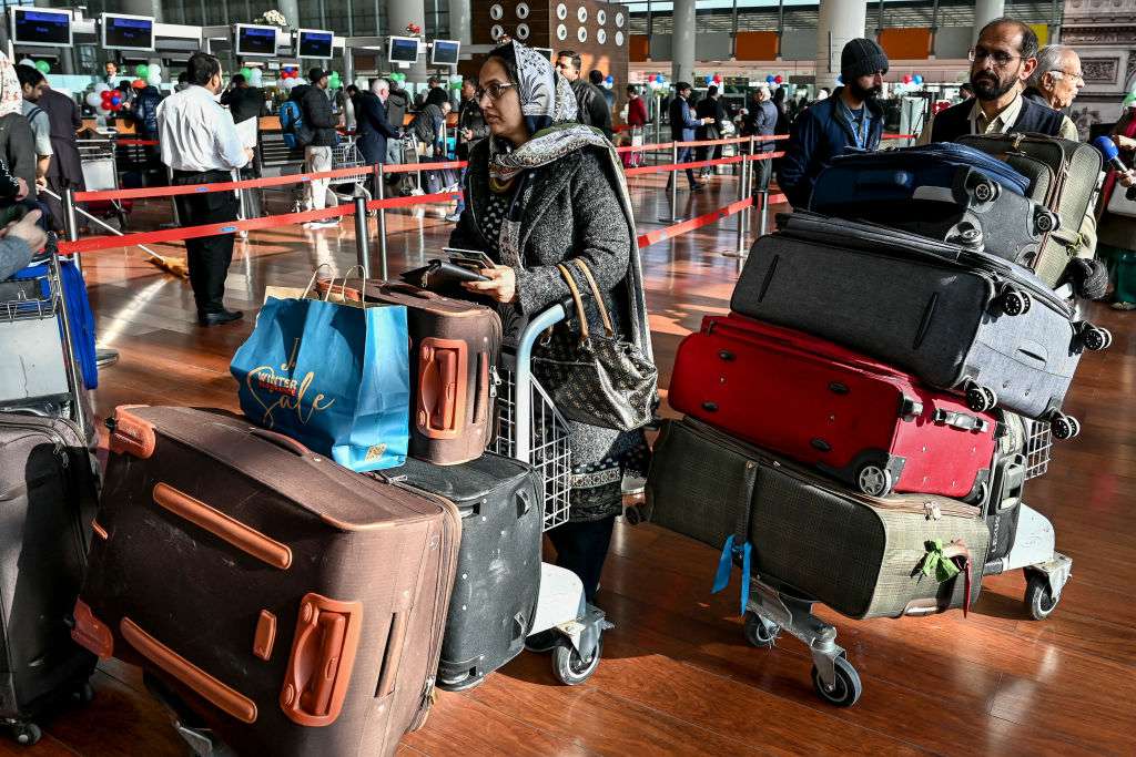 People in airport line