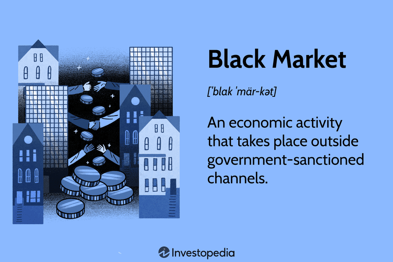 Black Market: An economic activity that takes place outside government-sanctioned channels.