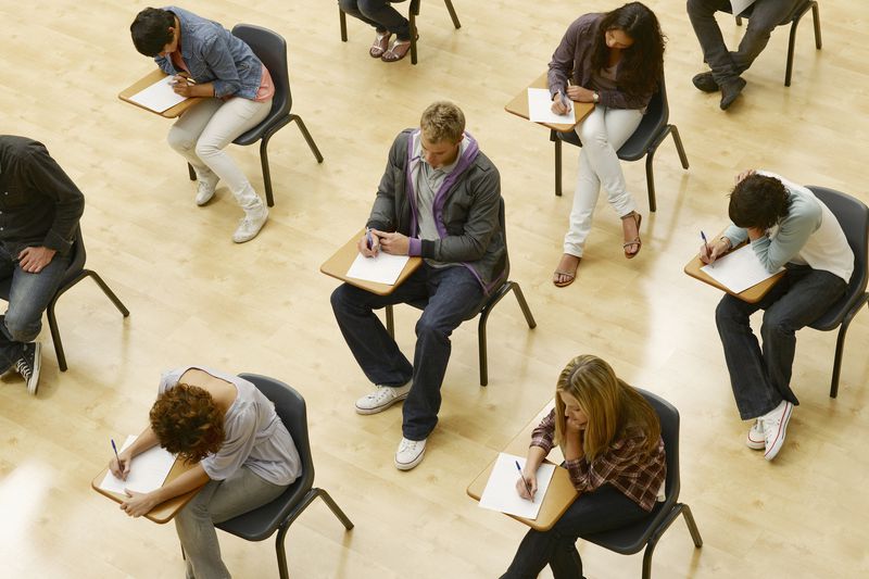 exam takers taking test