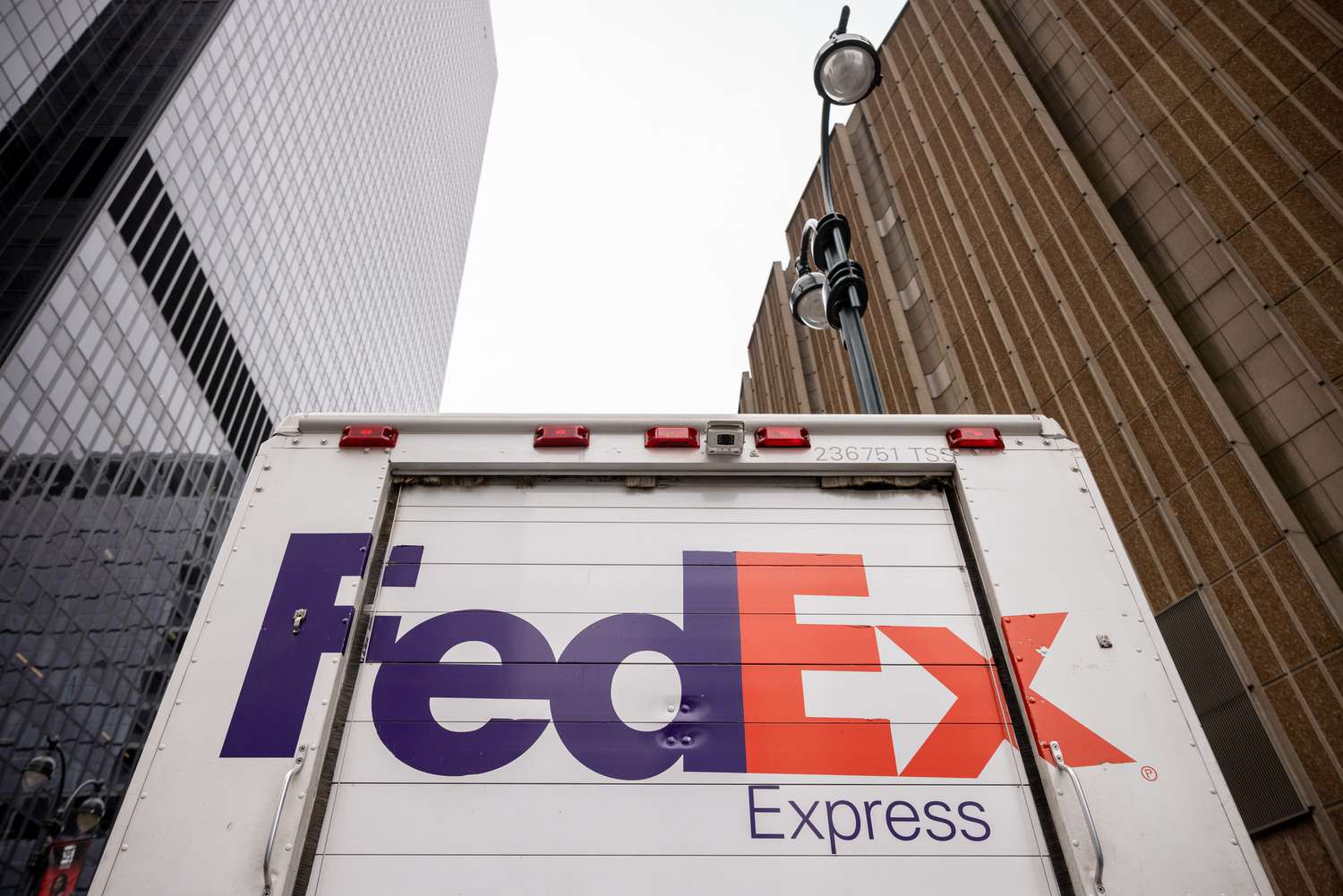 A FedEx truck in New York City on Thursday. 