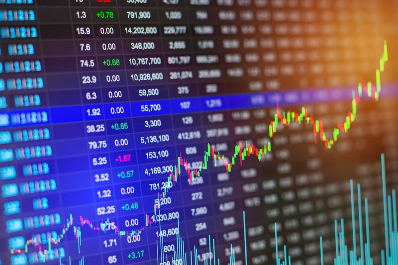 financial stock market graph chart of stock market investment trading