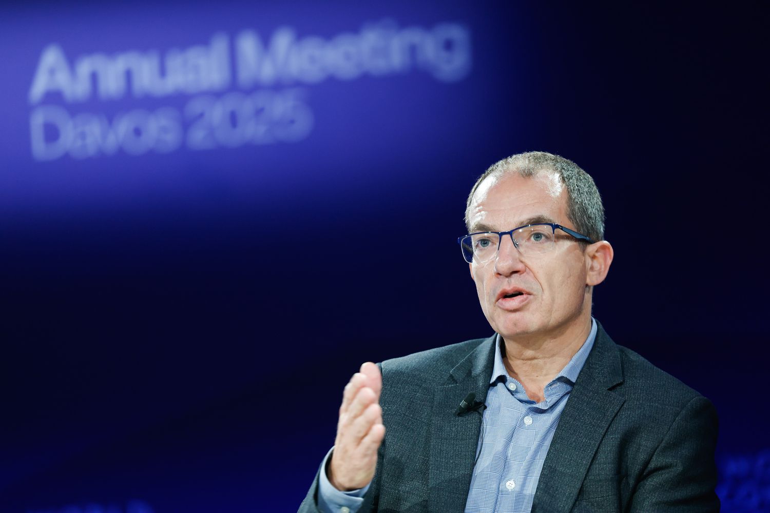 Stephane Bancel, chief executive officer of Moderna Inc., during a panel session at the World Economic Forum (WEF) in Davos, Switzerland, on Thursday, Jan. 23, 2025. 
