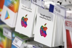 Apple Inc. gift cards at an Officeworks store, operated by Wesfarmers Ltd., in Sydney, Australia