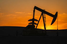 The silhouette of a pumpjack near Crane, Texas.