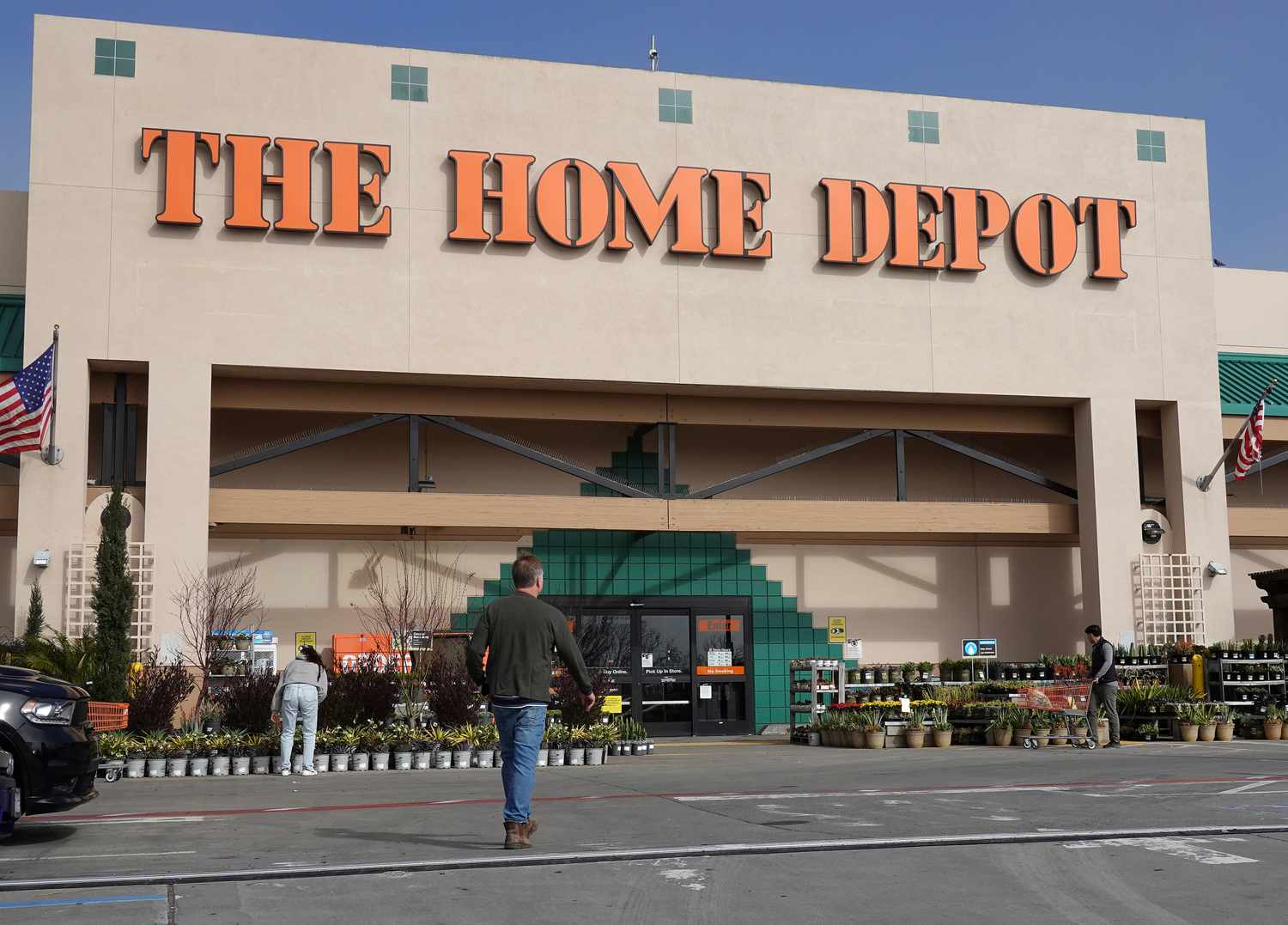 A customer enters a Home Depot store on February 25, 2025 in San Rafael, California