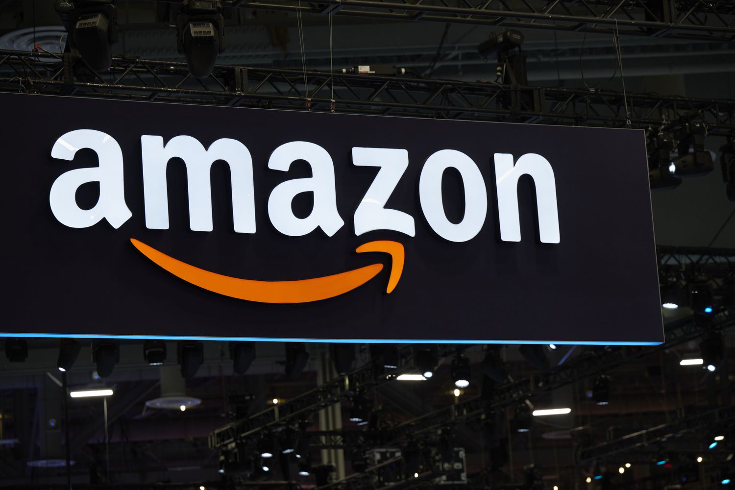 Amazon signage during the 2024 CES event in Las Vegas, Nevada, US, on Wednesday, Jan. 10, 2024. 