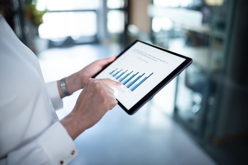 a woman using a tablet