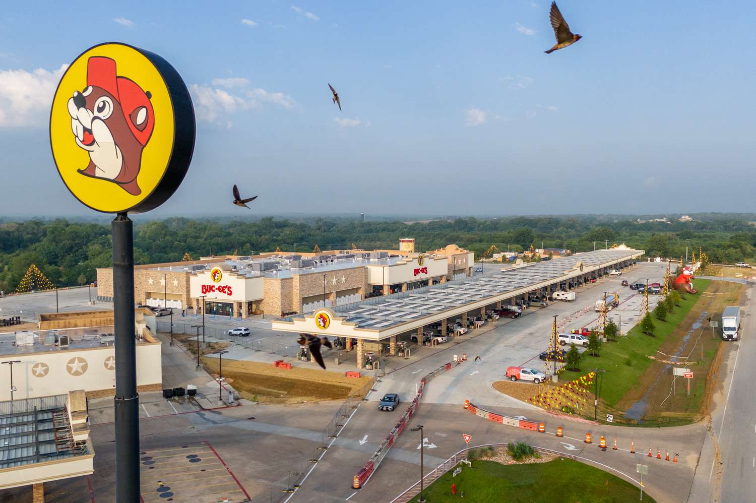 In an aerial view, the Buc-ee's convenience store is seen on June 12, 2024 in Luling, Texas.