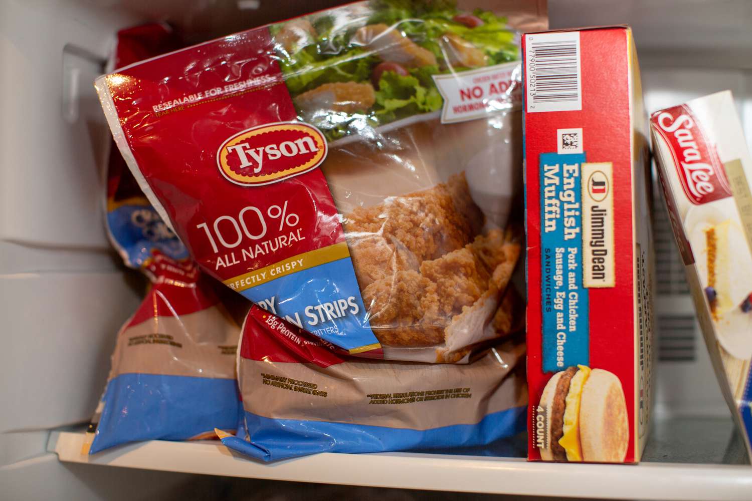 Packages of Tyson Foods crispy chicken strips arranged in New York, on Jan. 30, 2024