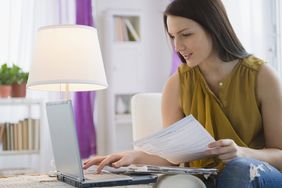 Woman doing taxes online