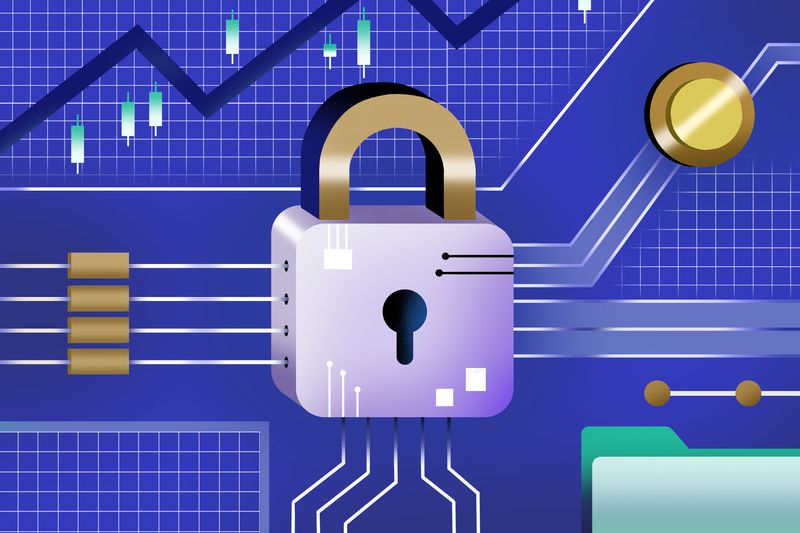 Illustration of a lock, representing cybersecurity. 