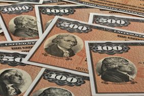 Close-Up of US Patriot Bonds Certificates of Various Values