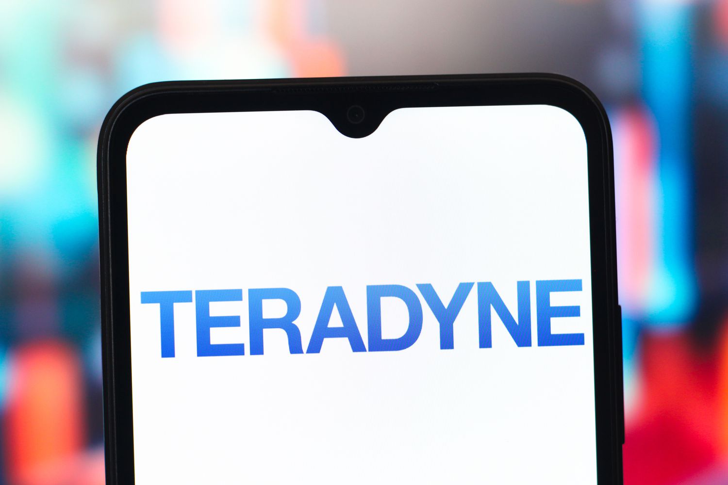 Teradyne logo is seen displayed on a smartphone screen