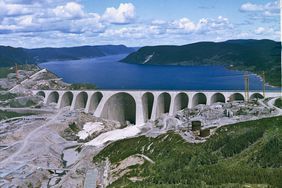 Aerial shot of a dam