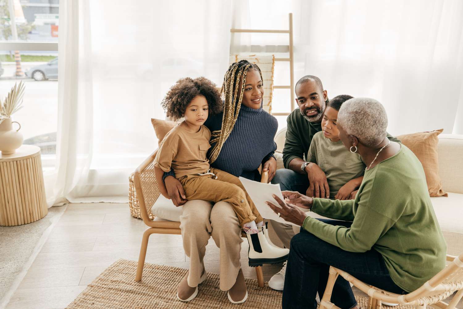 Family sitting down to do estate planning