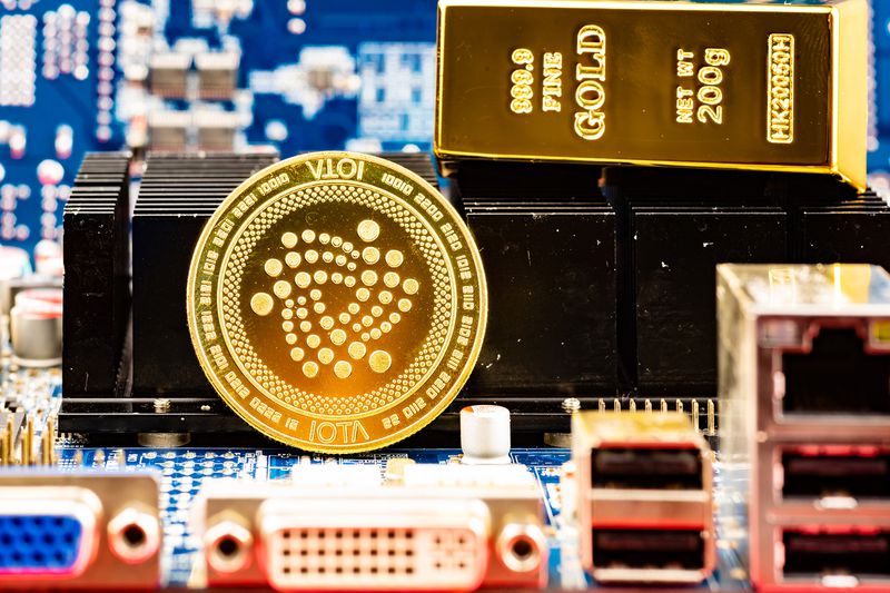 Front View of Iota Cryptocurrency Physical Coin