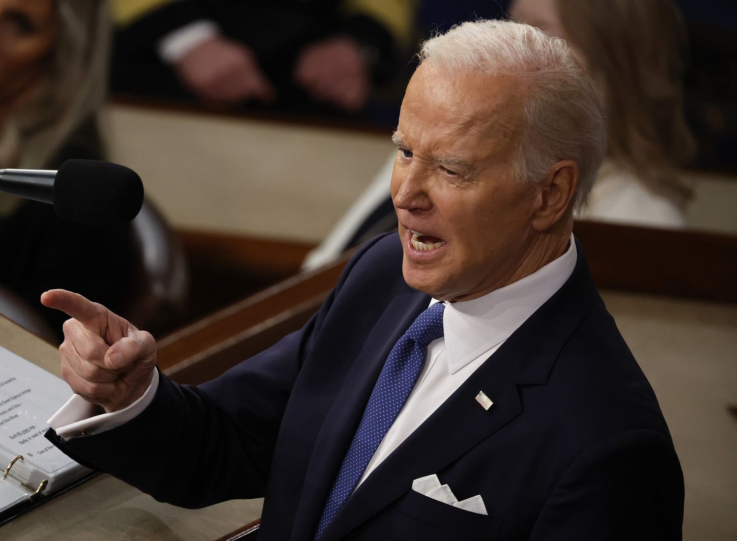 President Joe Biden delivers his State of the Union address during a joint meeting of Congress in the House Chamber of the U.S. Capitol on February 07, 2023 in Washington, DC. The speech marks Biden's first address to the new Republican-controlled House.