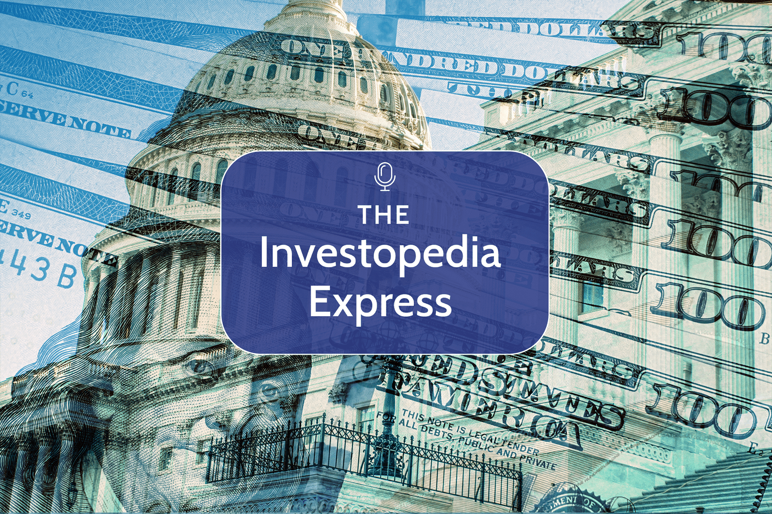 Illustration of the U.S. Capitol building with an overlay of $100 dollar bills on top