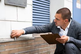 Man inspecting a house for an appraisal
