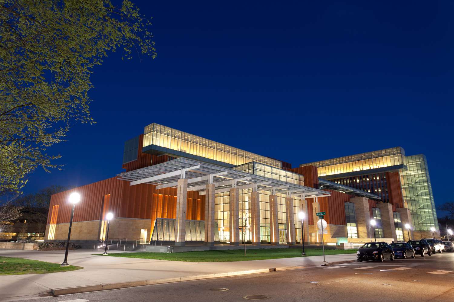 University of Michigan Ross School of Business at night.