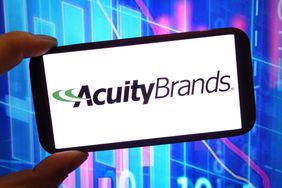 Acuity Brands company logo is seen displayed on a smartphone screen