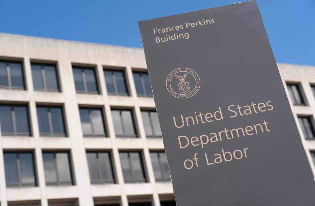 The US Department of Labor Building on March 26, 2020, in Washington, DC. 
