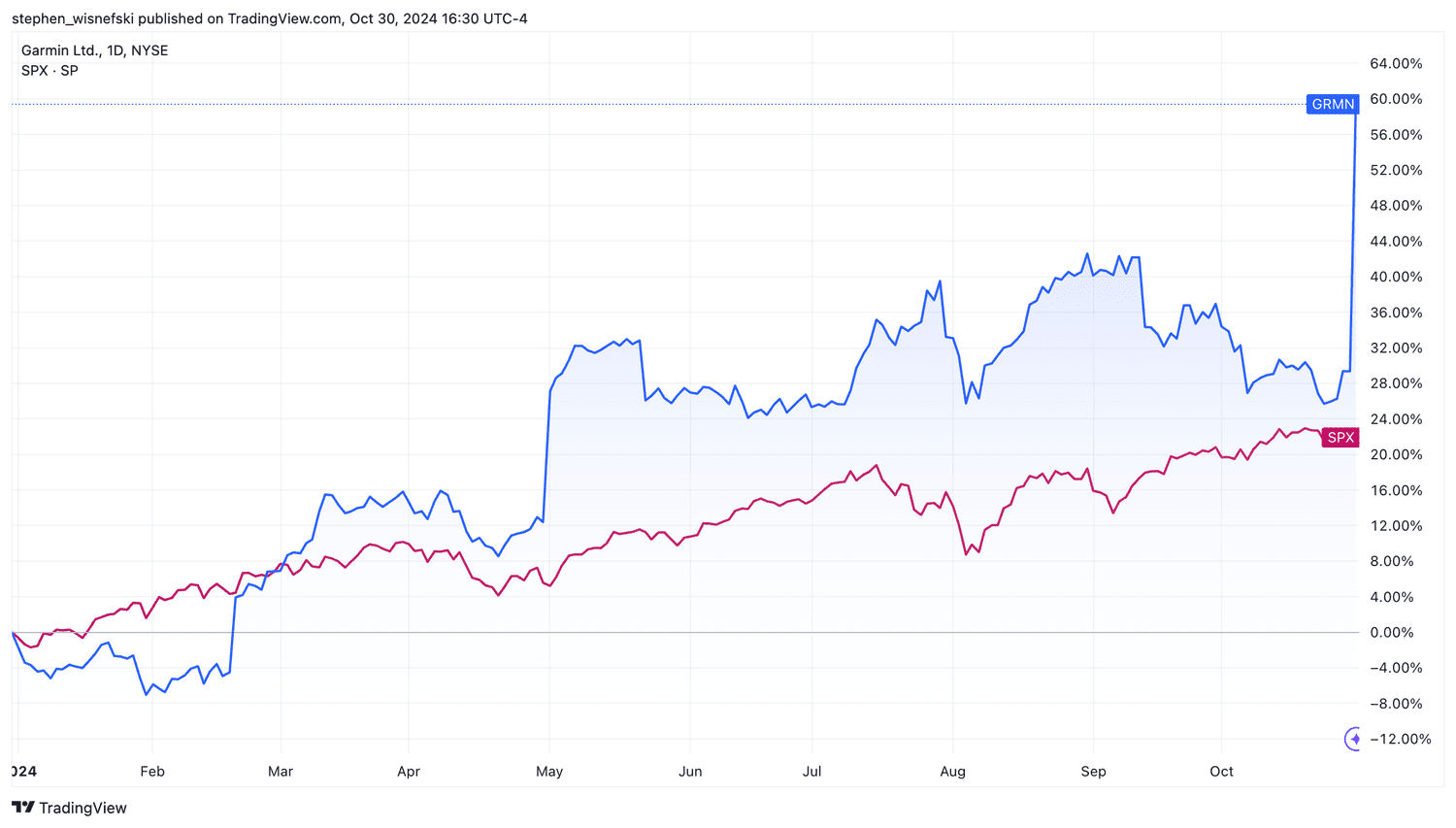 Garmin vs S&P 500 year to date