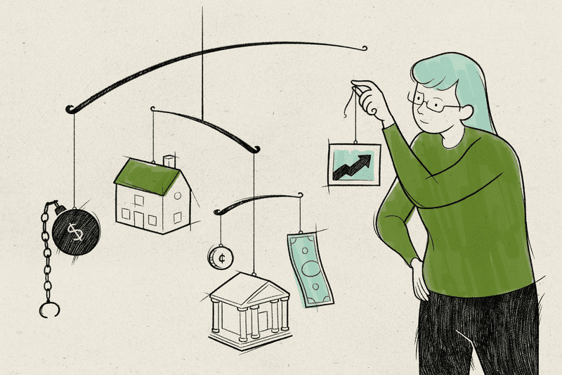 Illustration of a Gen Xer balancing different financial priorities